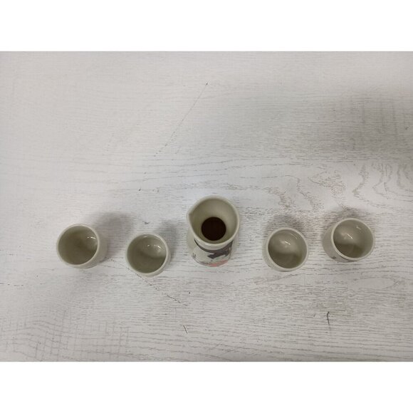 Vintage Japanese Geisha Sake Serving Set Porcelain Hand Painted 5 Pc Japan - Picture 7 of 14